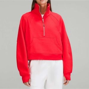 Lululemon Scuba Oversized Funnel Neck Half Zip Carnation Red Size M/L